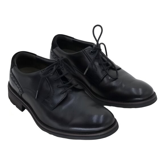 Clarks Emmet Plain Toe Dress Oxfords Black Smooth Leather US 7M EU 39.5 main image 5